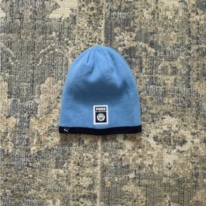 Man City Puma Sky Blue Beanie with Black Trim
